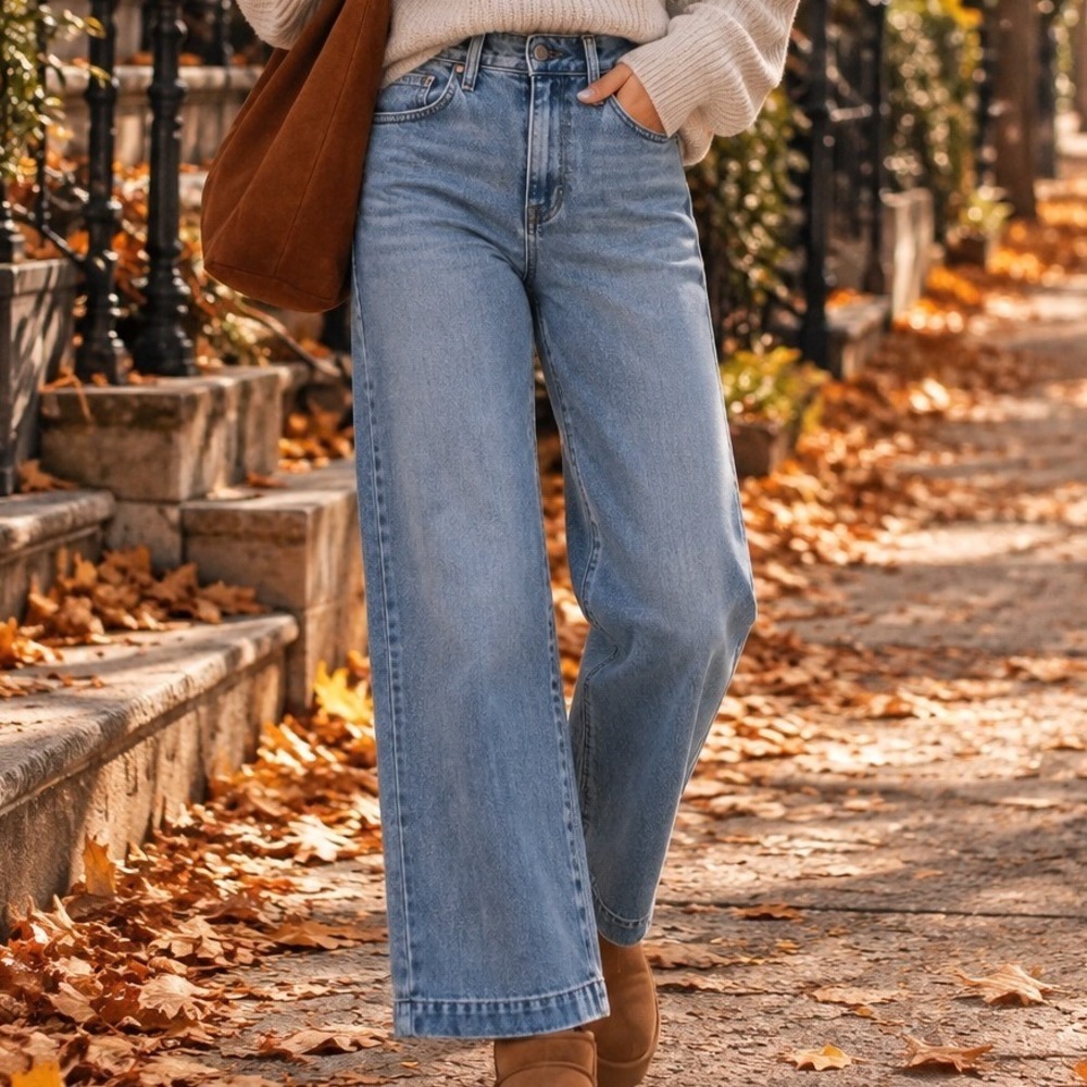 Madewell High Rise Wide Leg Jeans Light Wash Blue Denim Size 26 Baggy Cropped